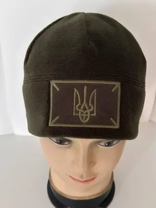 Шапка тактична флісова з гербом на липучці 1.0 олива
