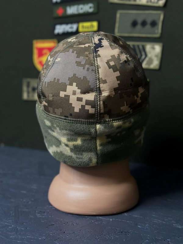Шапка + Докерка 2в1 + Вишивка: герб піксель