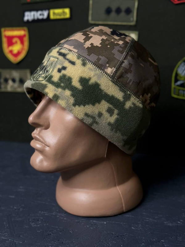 Шапка + Докерка 2в1 + Вишивка: герб піксель