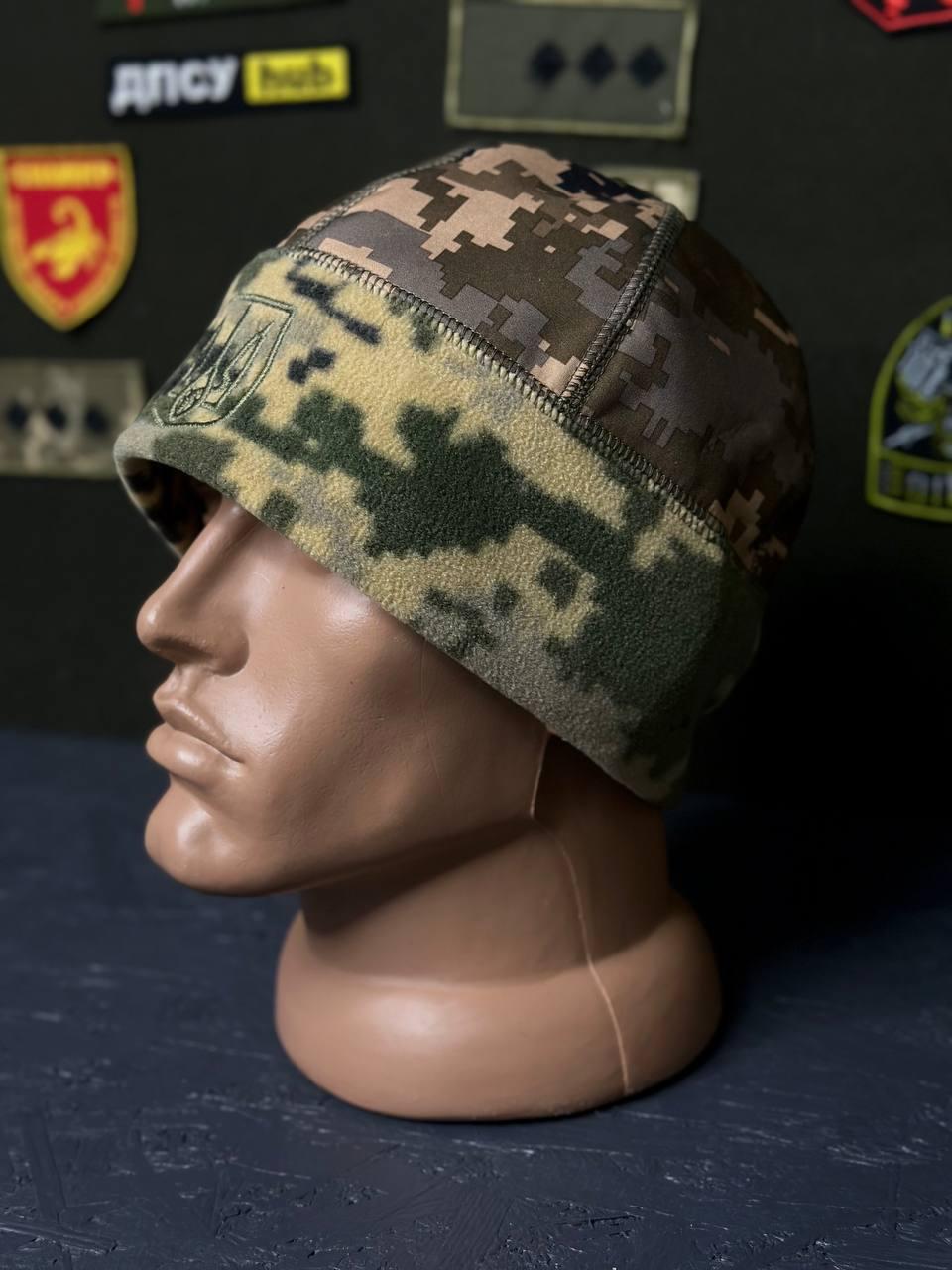 Шапка + Докерка 2в1 + Вишивка: герб піксель