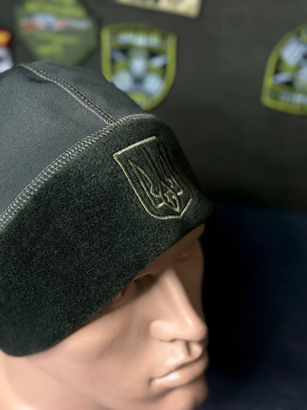 Шапка + Докерка 2в1 + Вишивка: герб олива