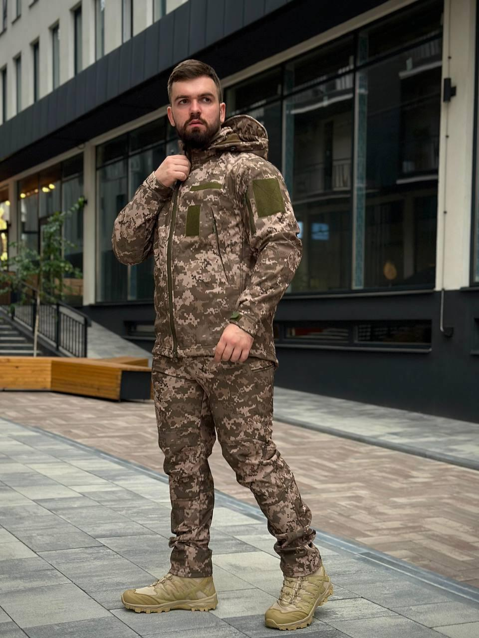 Тактичний костюм на флісі Soft Shell піксель