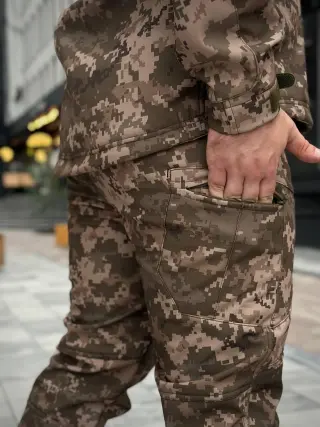 Тактичний костюм на флісі Soft Shell піксель