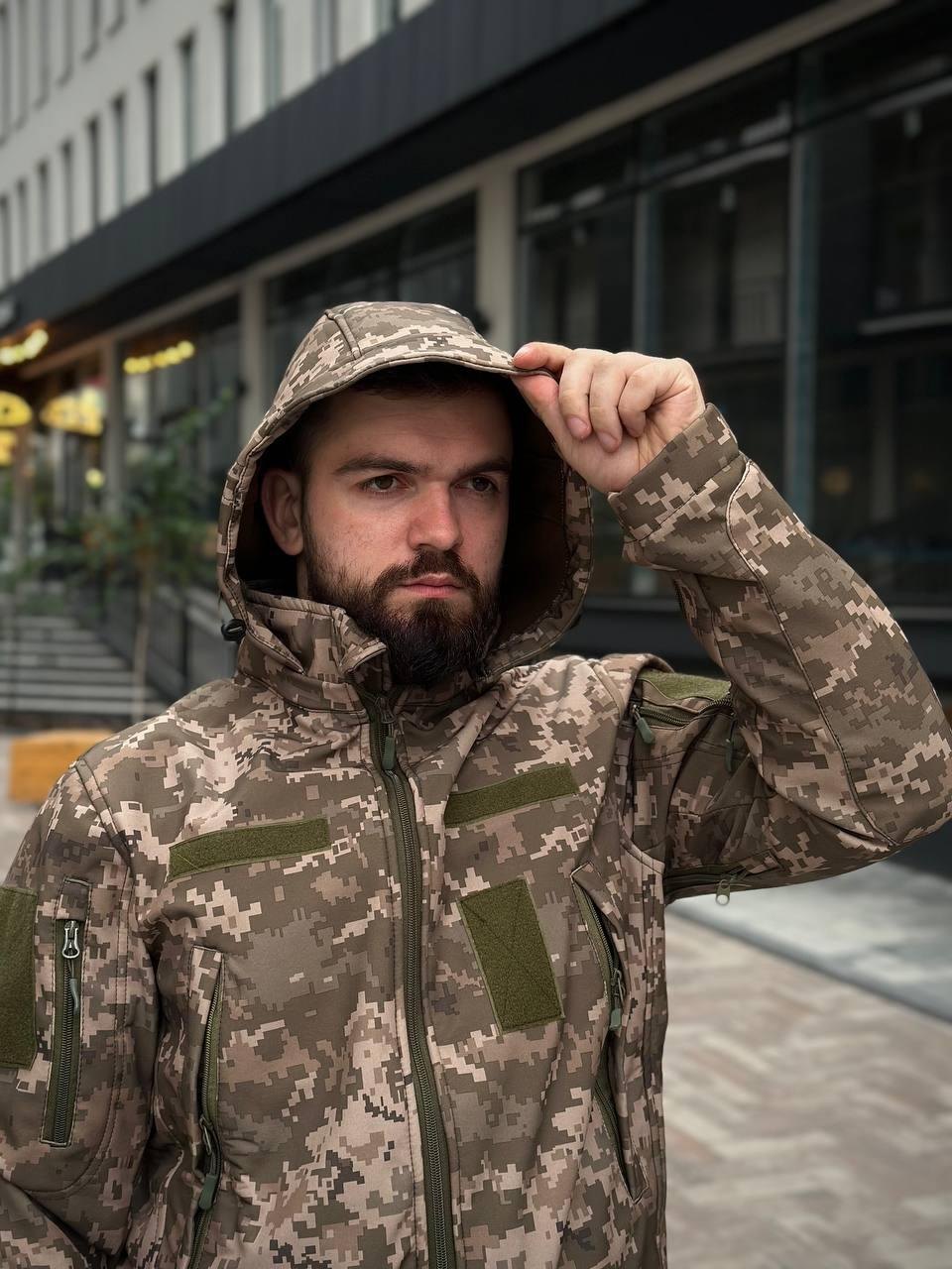 Тактичний костюм на флісі Soft Shell піксель