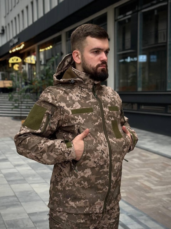 Тактичний костюм на флісі Soft Shell піксель