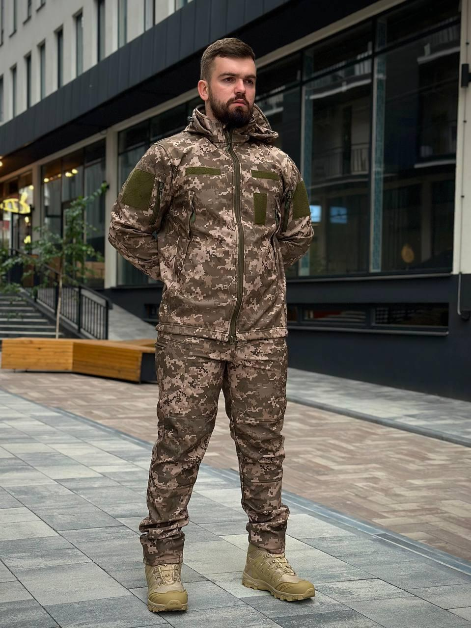Тактичний костюм на флісі Soft Shell піксель
