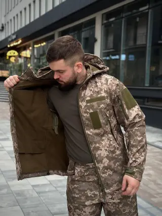 Тактичний костюм на флісі Soft Shell піксель
