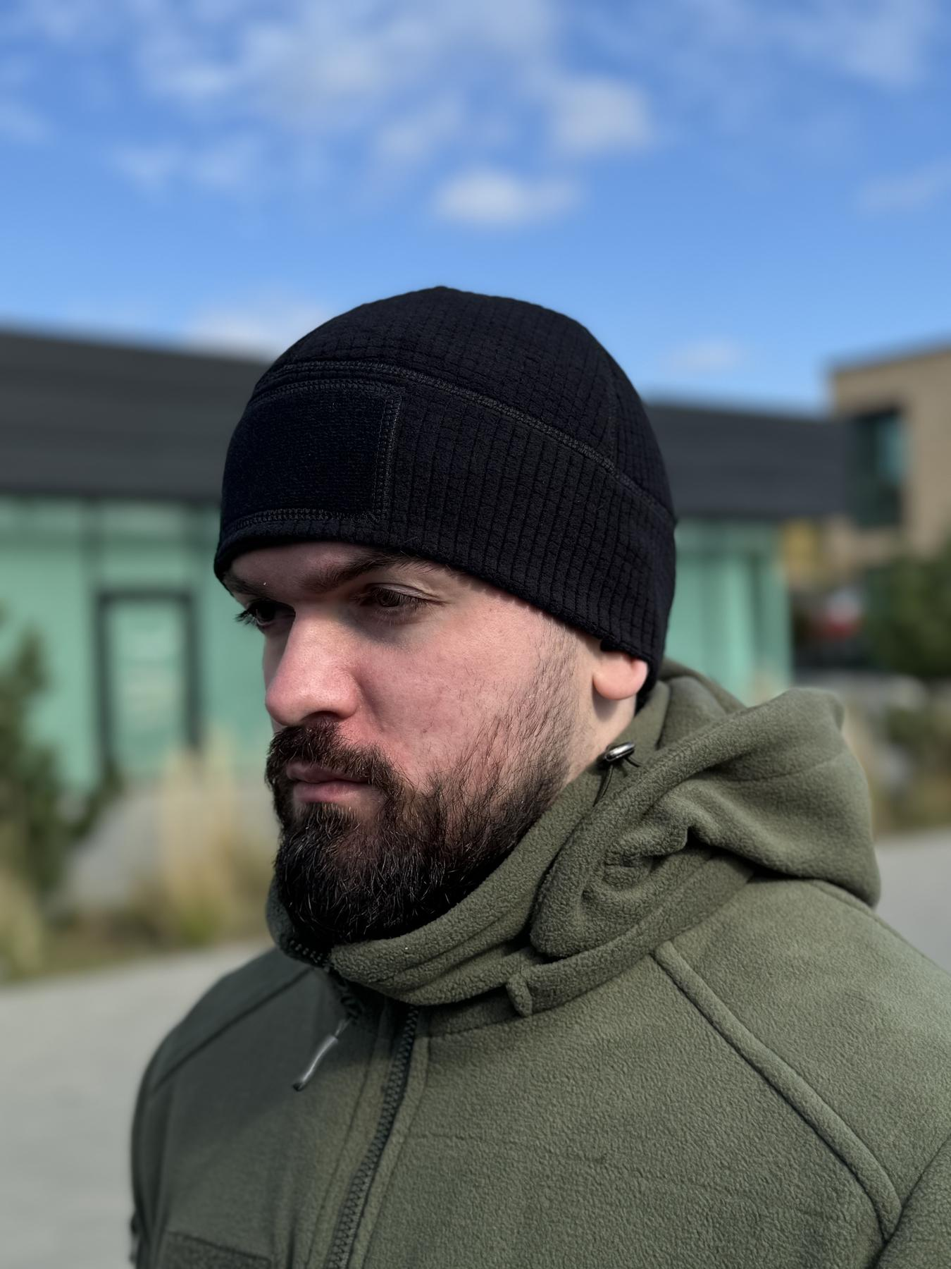 Шапка Helikon Range Beanie Grid Fleece - Black.