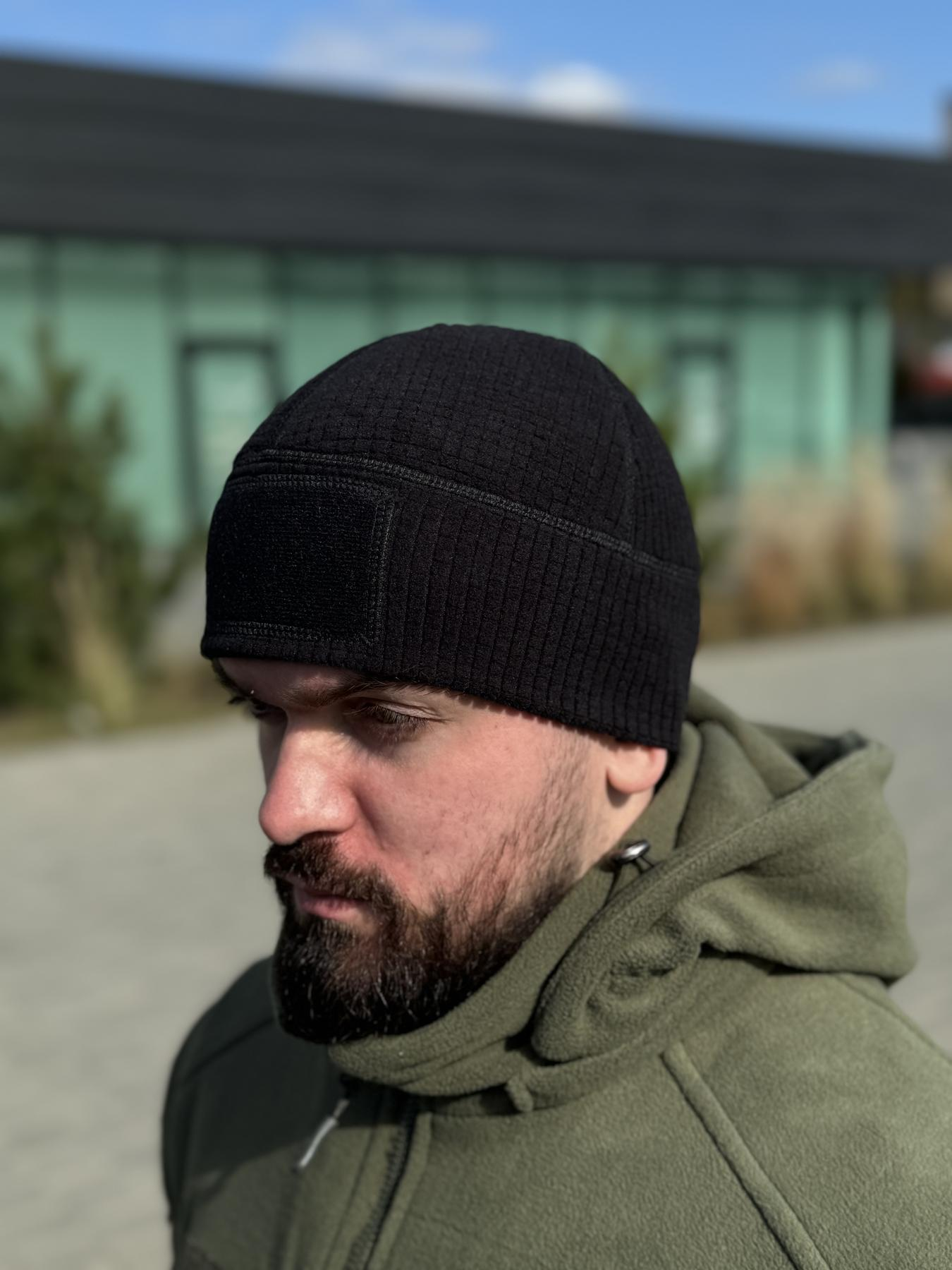 Шапка Helikon Range Beanie Grid Fleece - Black.