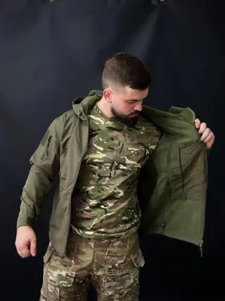 Тактична куртка soft shell olive BITT