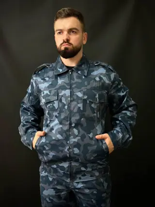 Камуфляжний костюм для охоронців Синій