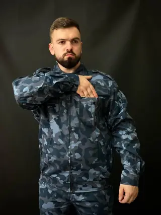 Камуфляжний костюм для охоронців Синій