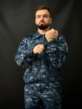 Камуфляжний костюм для охоронців Синій