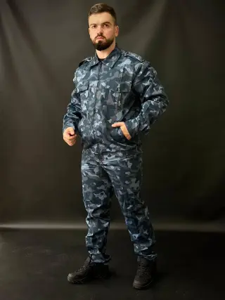 Камуфляжний костюм для охоронців Синій