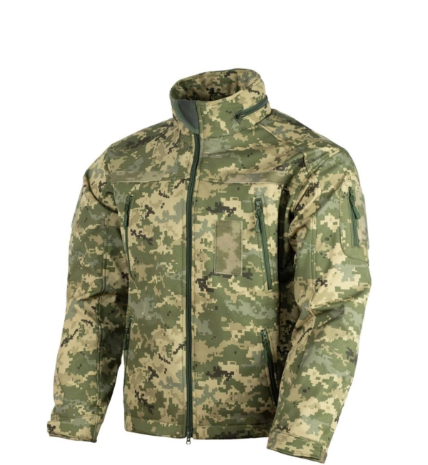 Куртка SoftShell з липучками для шевронів піксель V&T