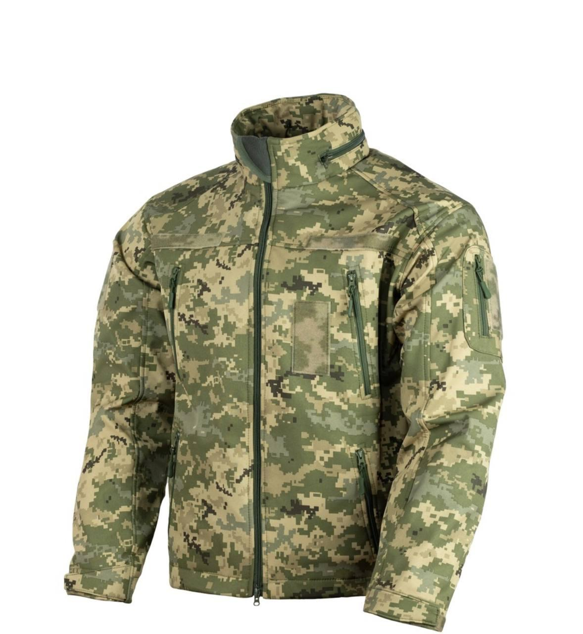 Куртка SoftShell з липучками для шевронів піксель V&T