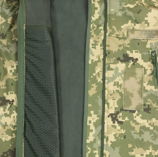 Куртка SoftShell з липучками для шевронів піксель V&T