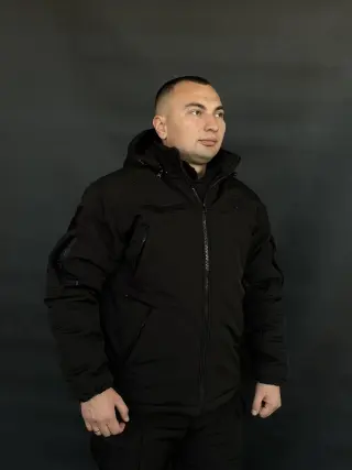 Куртка зимова SoftShel V&T Чорна Поліція