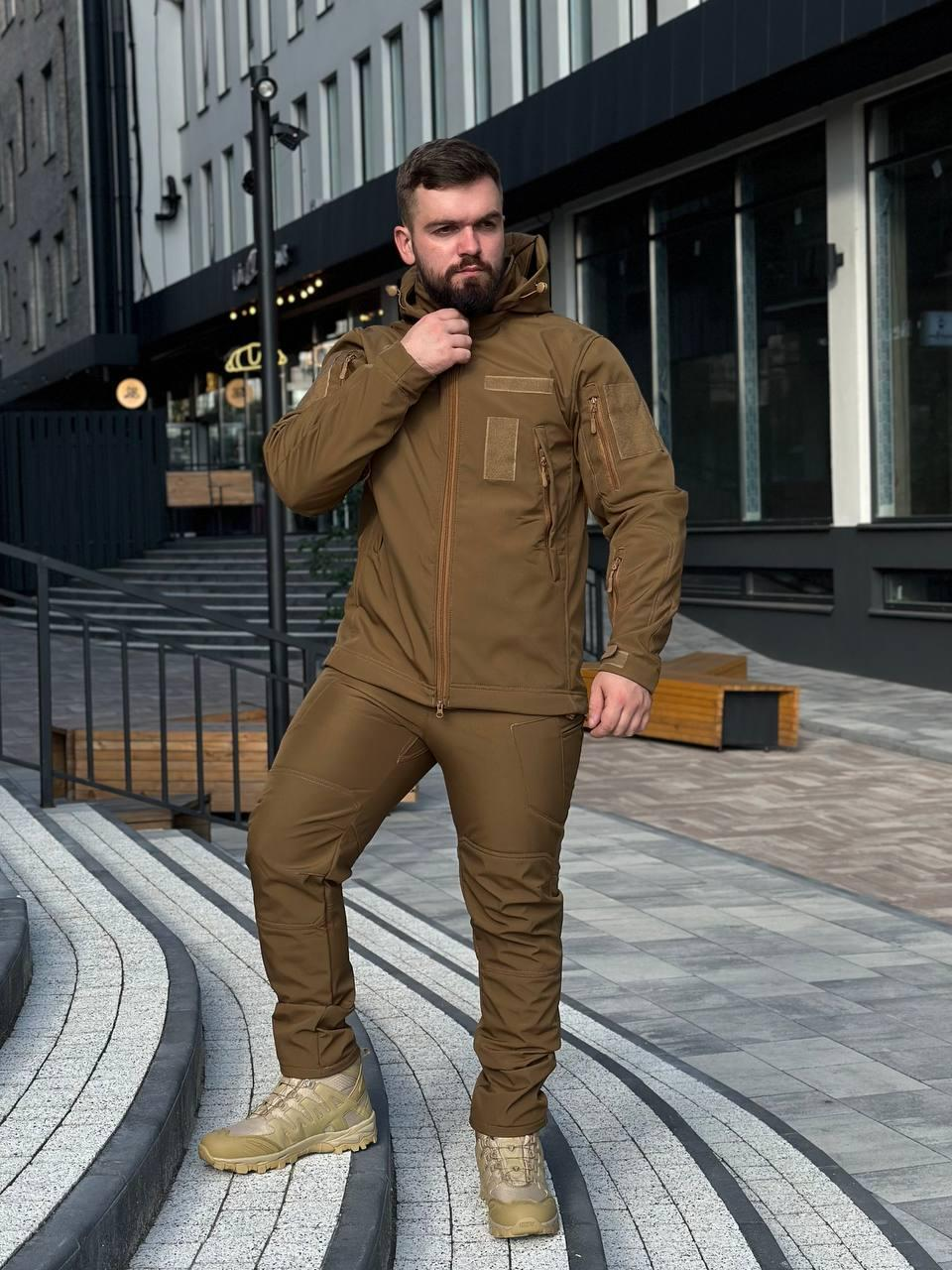 Тактичний костюм на флісі Soft Shell койот