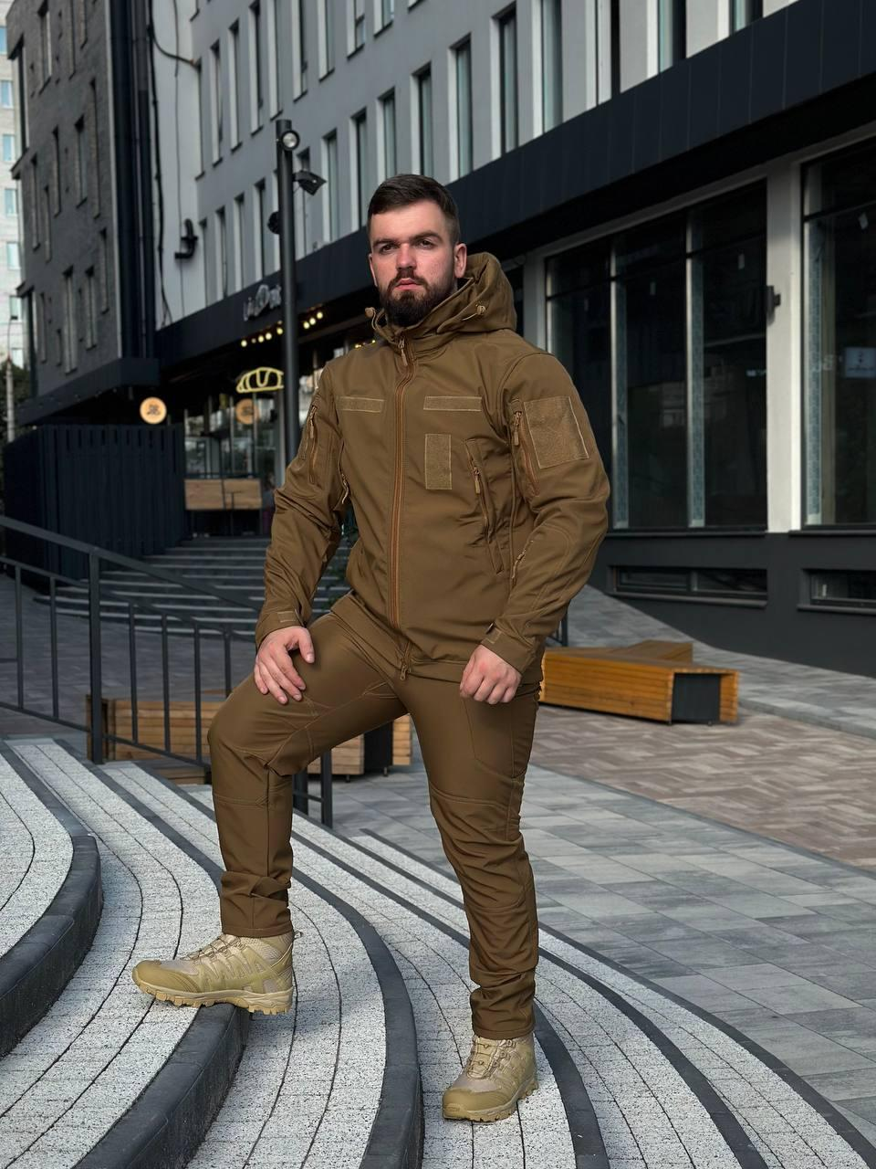 Тактичний костюм на флісі Soft Shell койот