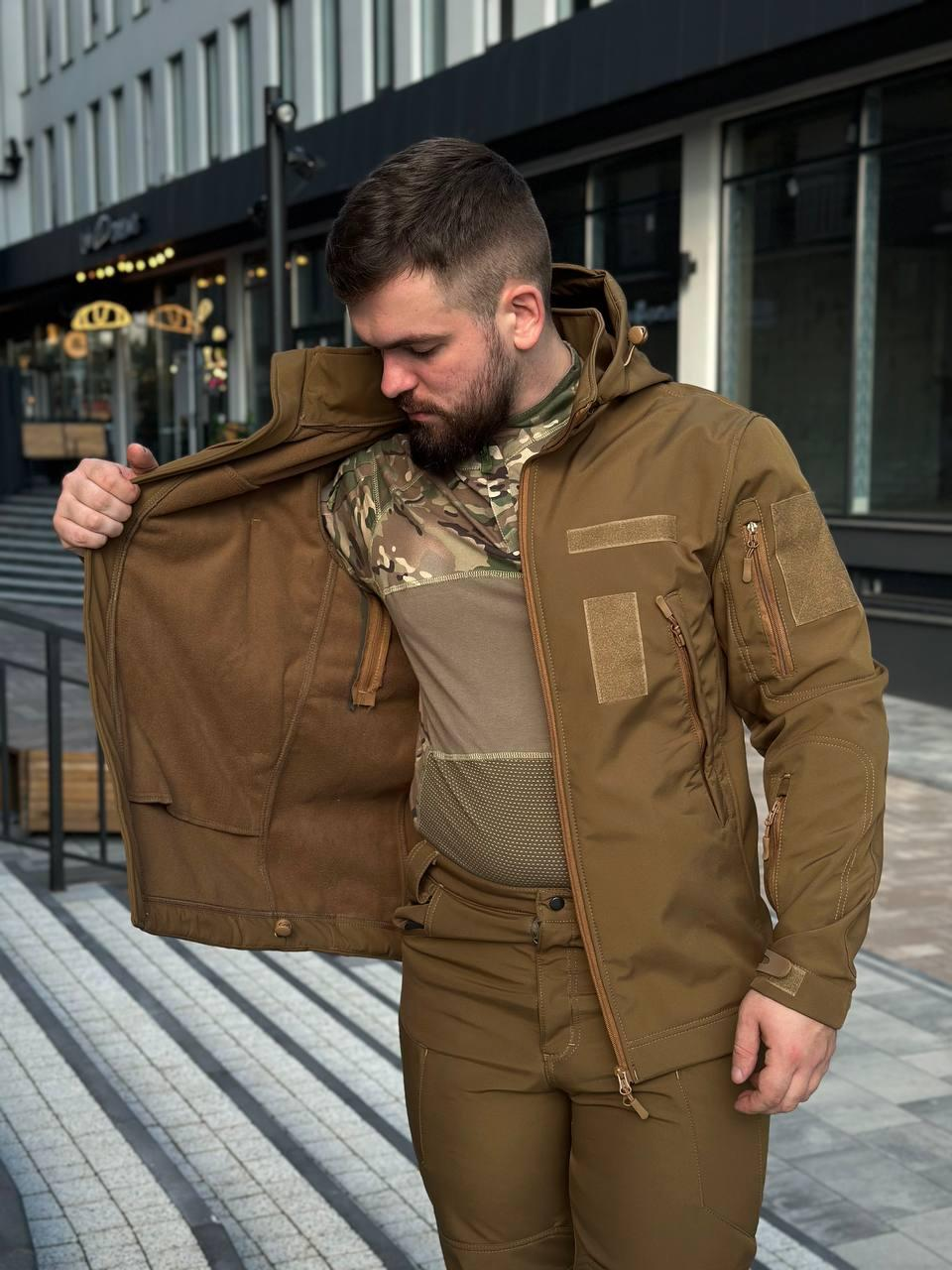Тактичний костюм на флісі Soft Shell койот