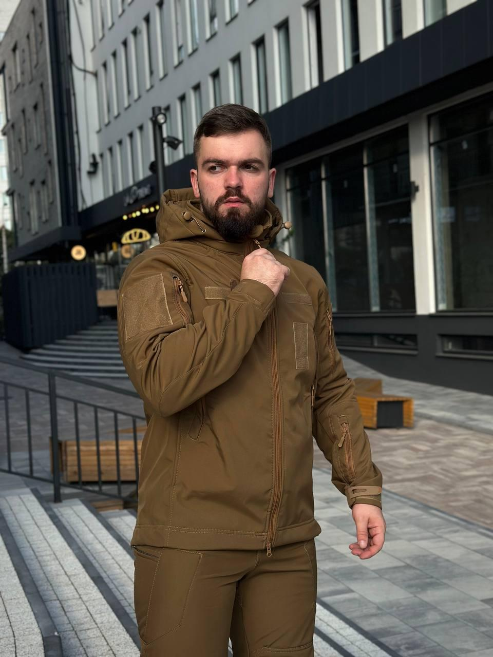 Тактичний костюм на флісі Soft Shell койот