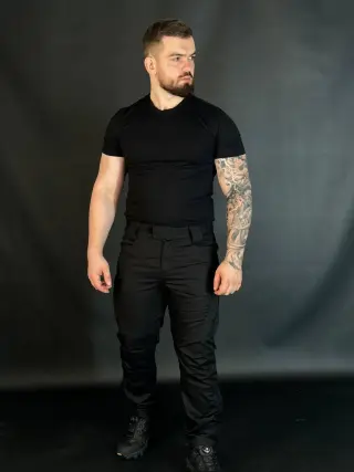 Футболка тактична стрейч чорна v2