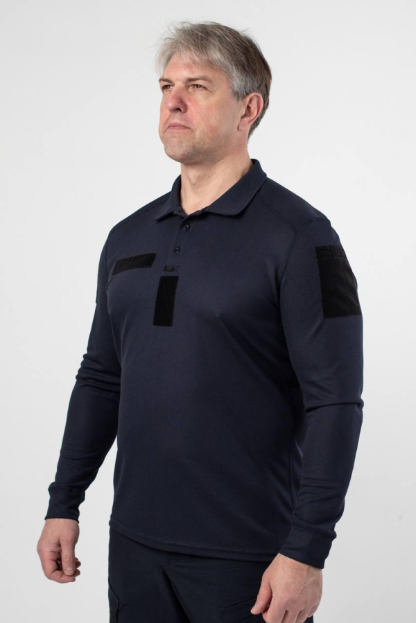 Поло синє Coolpass Black довгий рукав Military ДСНС