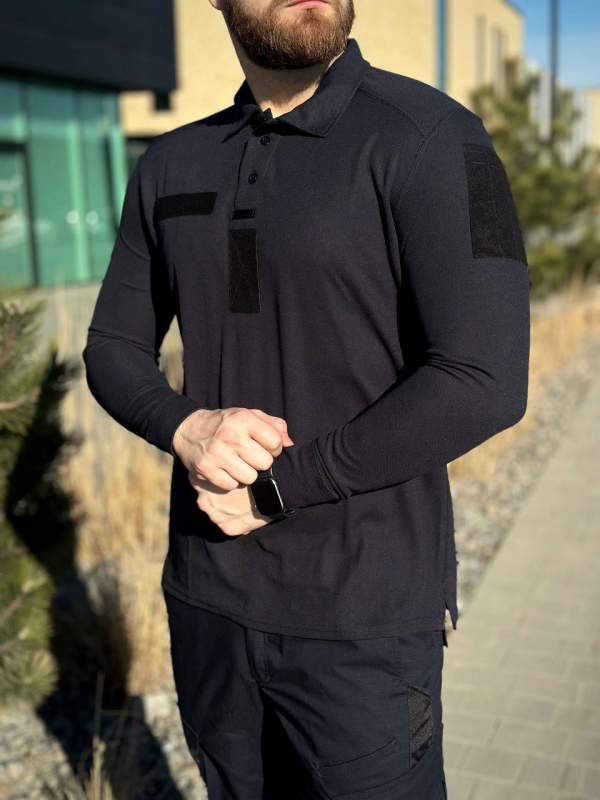 Поло синє Coolpass Black довгий рукав Military ДСНС