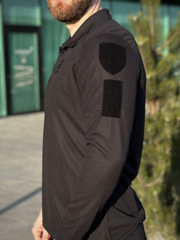Поло чорне Coolpass Black довгий рукав Military Поліція