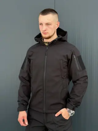 Куртка Софтшел чорна Military
