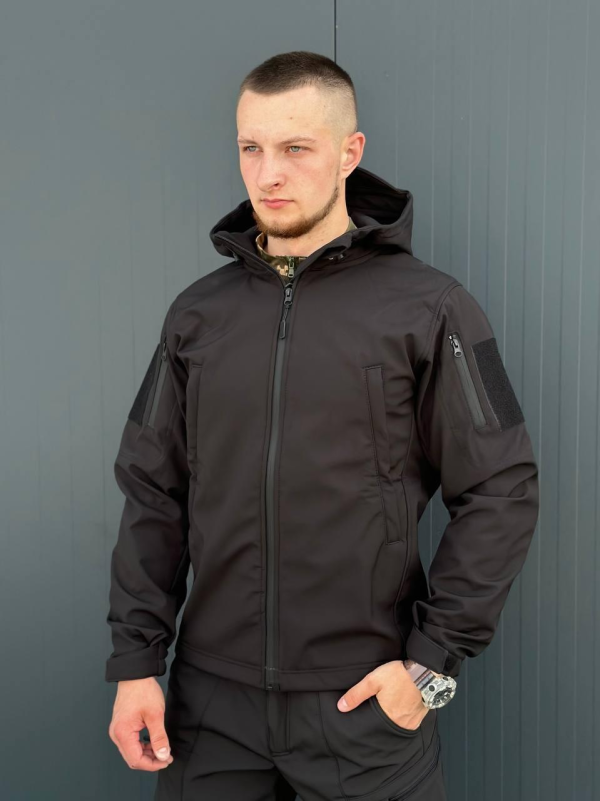 Куртка Софтшел чорна Military