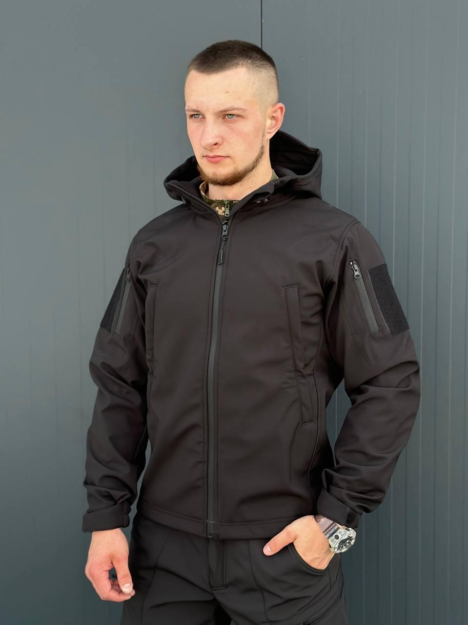 Куртка Софтшел чорна Military
