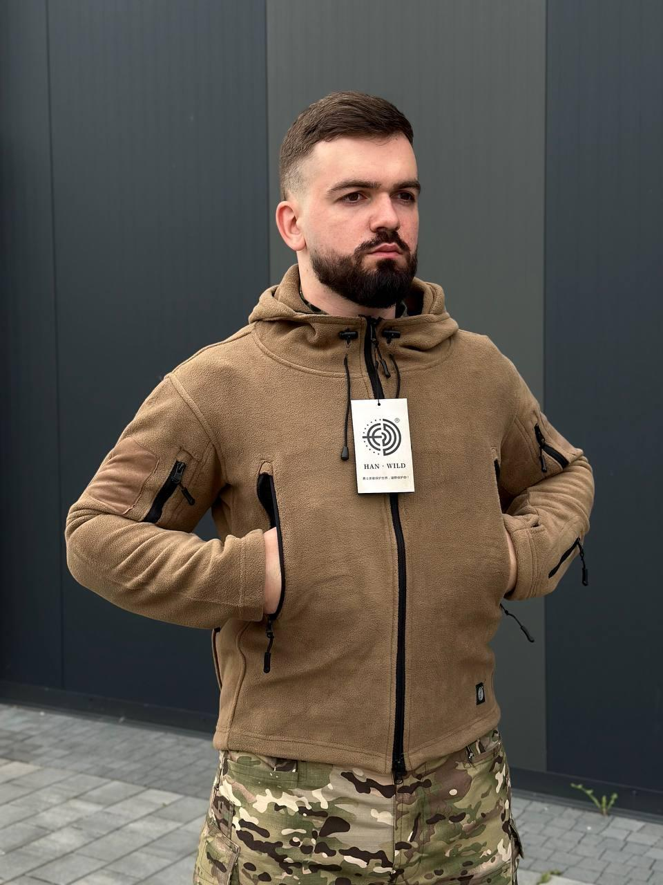 Флісова кофта койот Han Wild з капюшоном