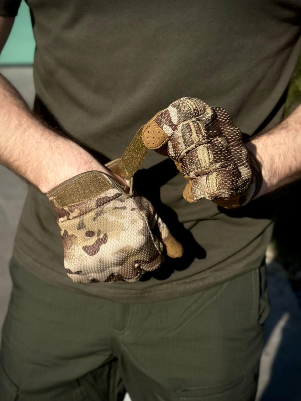 Тактичні військові рукавиці палі мультикам сітка з кісточками