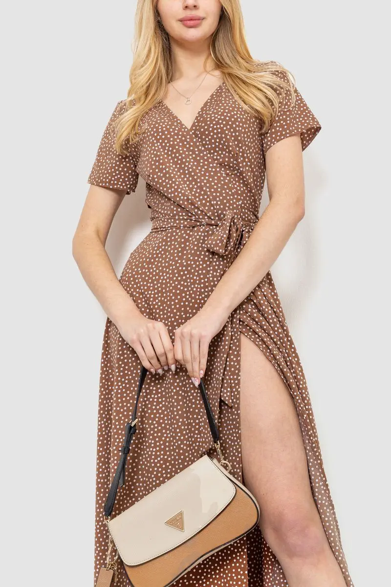 Сарафан у горох, колір коричнево-білий, 241R157