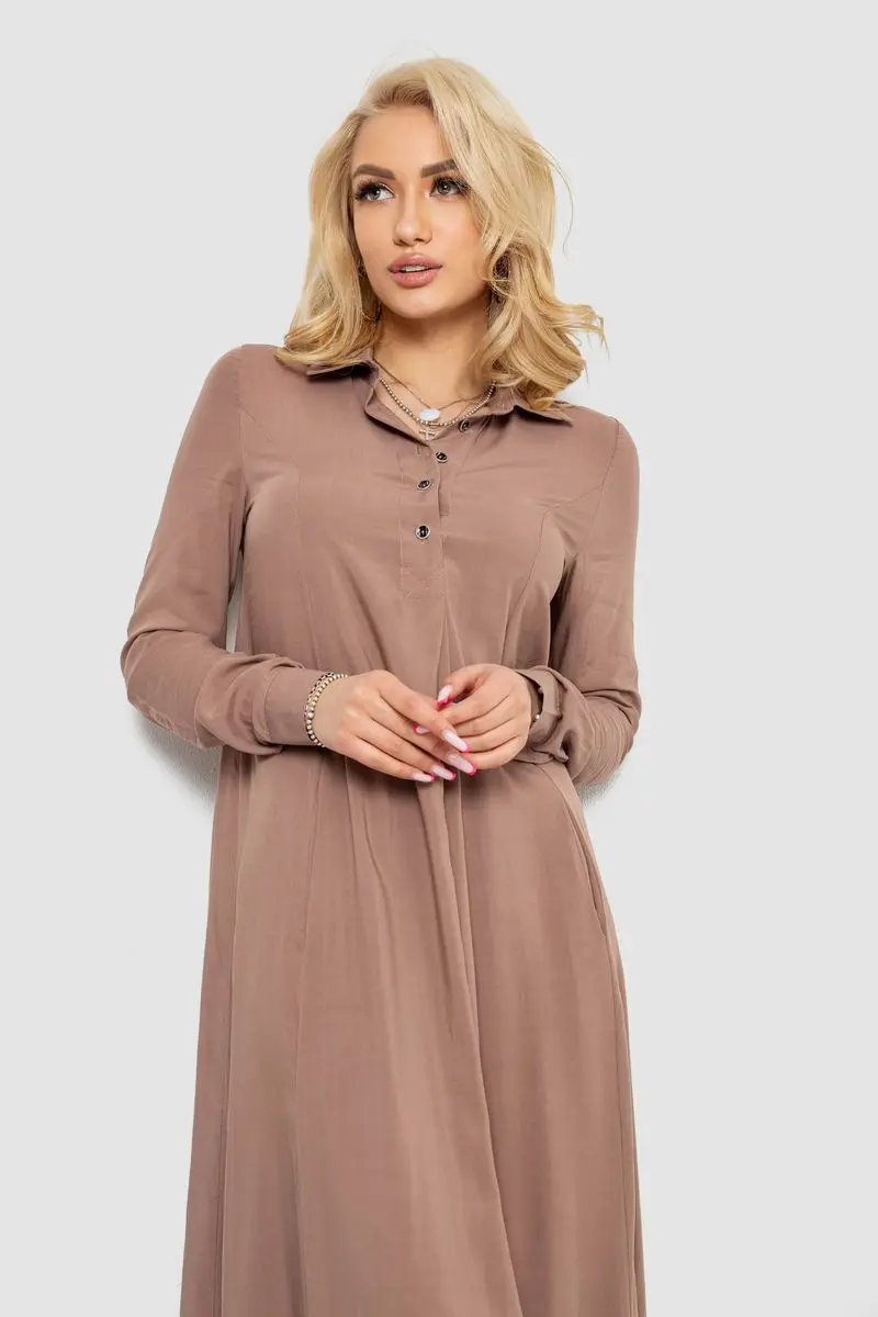 Сукня однотонна, колір мокко, 244R820-10