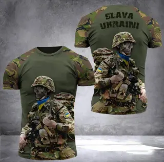 Футболка Піксель з чорним Принт Slava Ukraini 🇺🇦