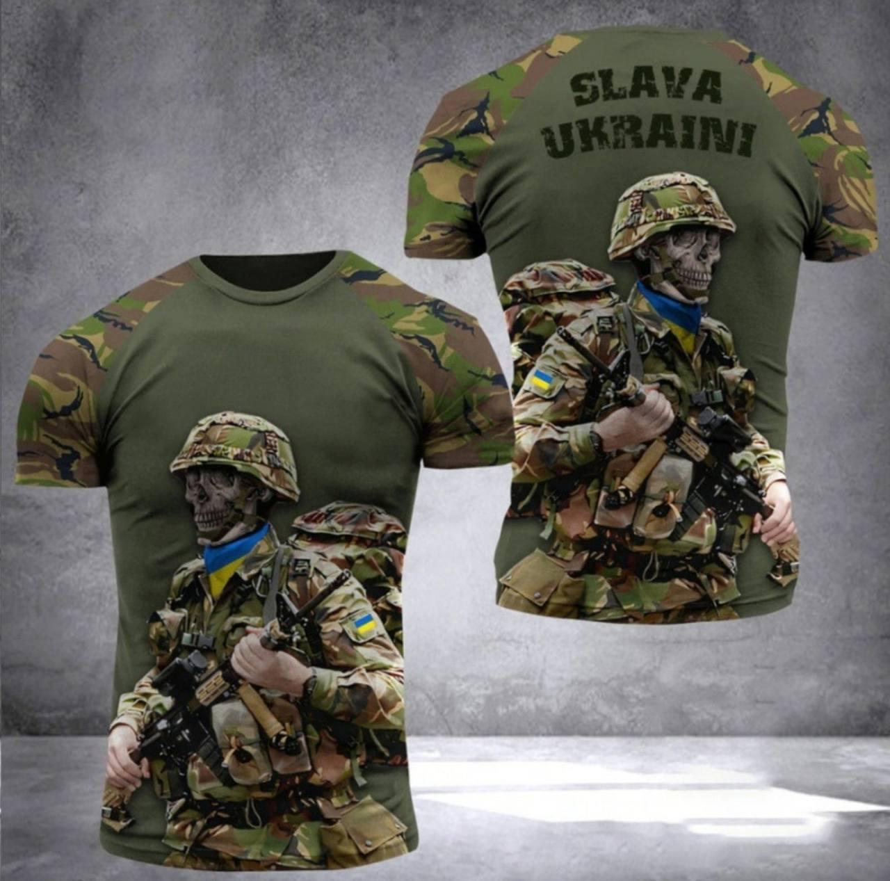 Футболка Піксель з чорним Принт Slava Ukraini 🇺🇦