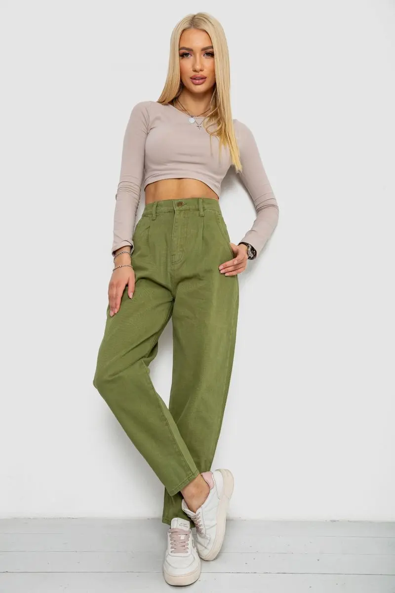 Джинси жіночі MOM, колір хакі, 250R3996