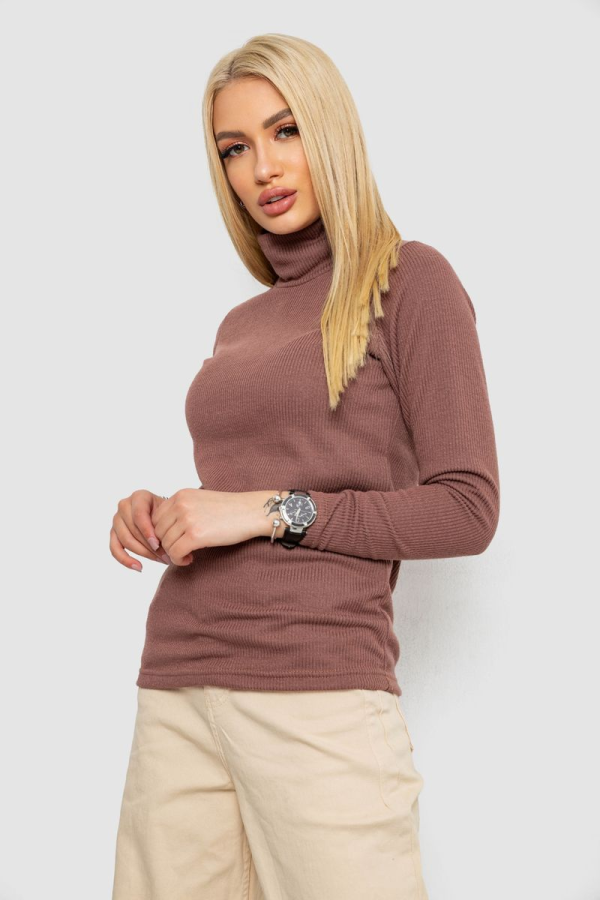 Гольф жіночий на флісі в рубчик, колір мокко, 238R329