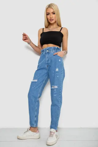 Джинси жіночі Mom-fit, колір блакитний, 244R1573