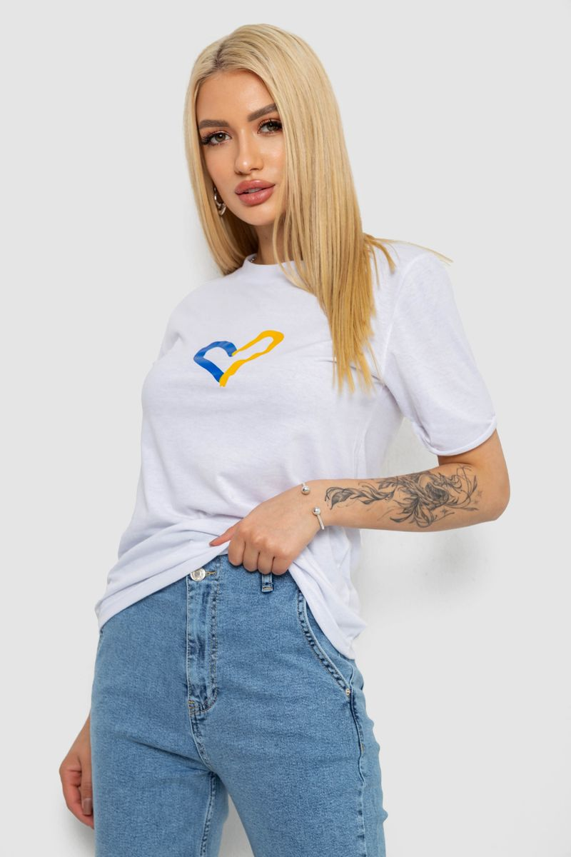 Футболка жіноча з принтом, колір білий, 238R330-1
