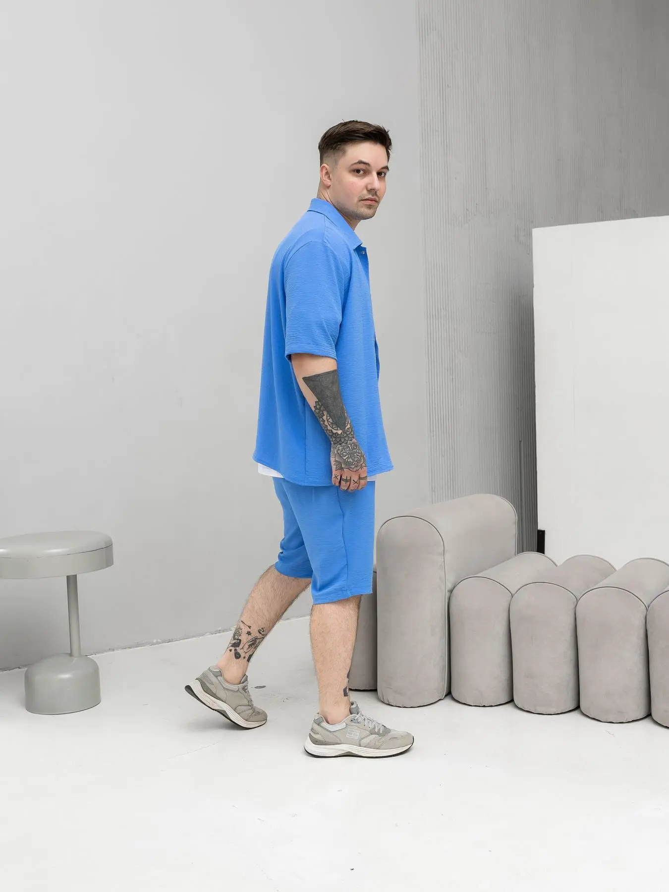Шорти сорочка небо (креп, короткий рукав)