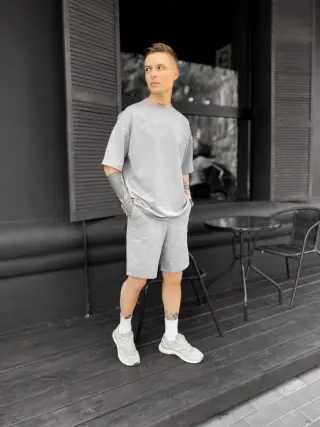 Комплект футболка шорти (двонитка сірий)