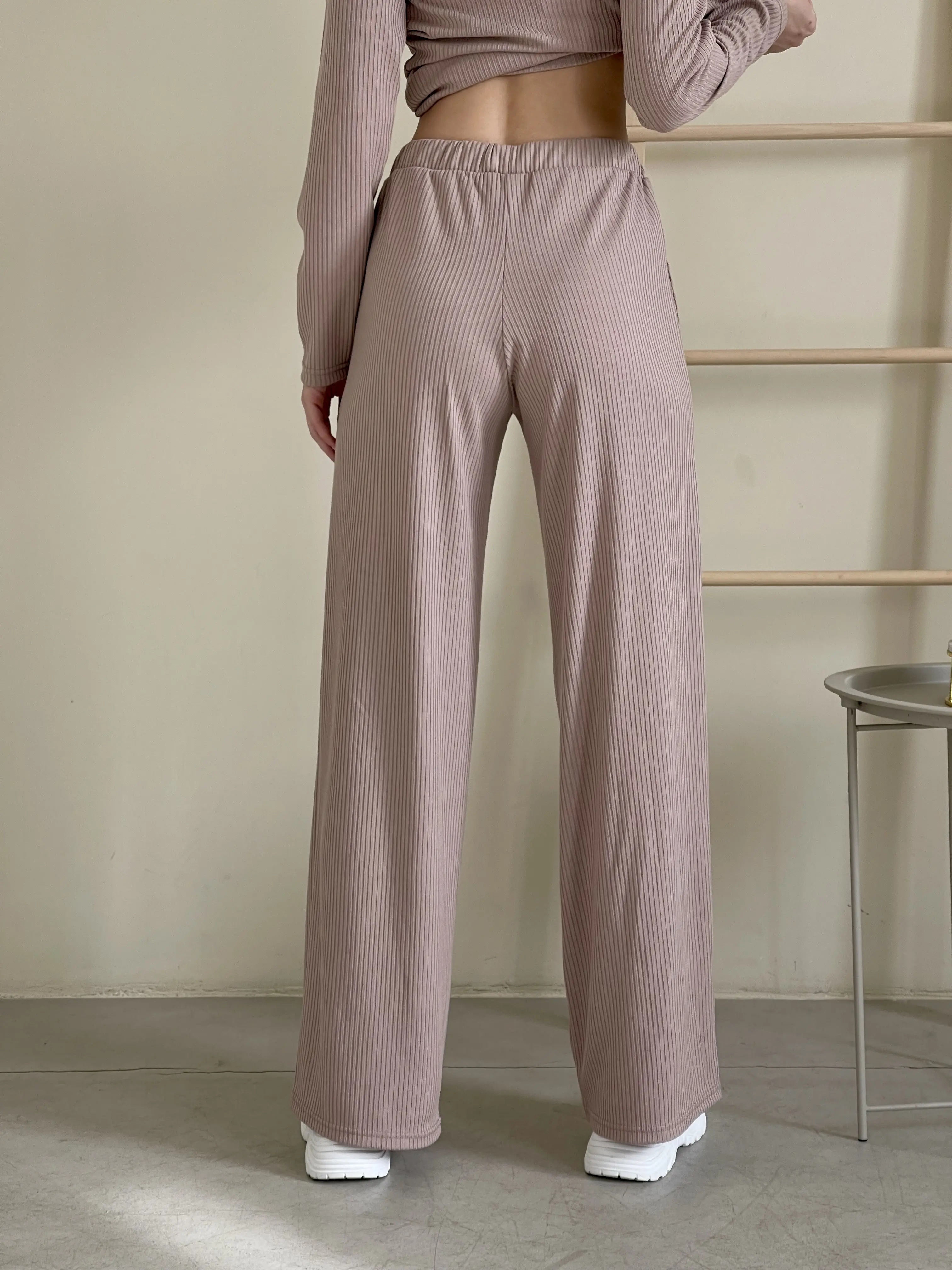 Брюки кльош в рубчик бежеві Merlini Ванні