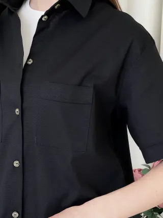 Льняний костюм з брюками палаццо та сорочкою чорний Merlini Лорен