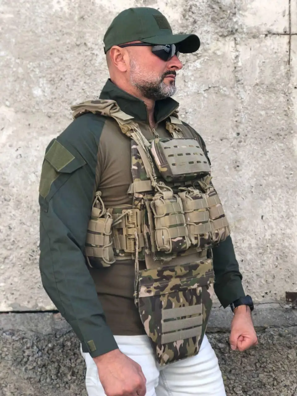 Плитоноска ISIK Мультикам з подвійним швидким скиданням на 4 точки скидання, 7 підсумків з напашником