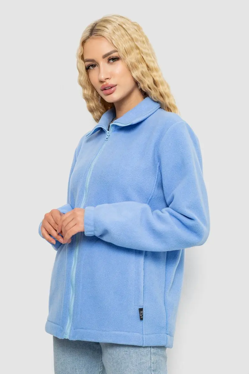 Кофта жіноча флісова на блискавці, колір блакитний, 102R5278