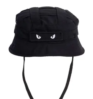 Tactical Boonie Hat with Wide Brim and Cat Eyes Patch, Black